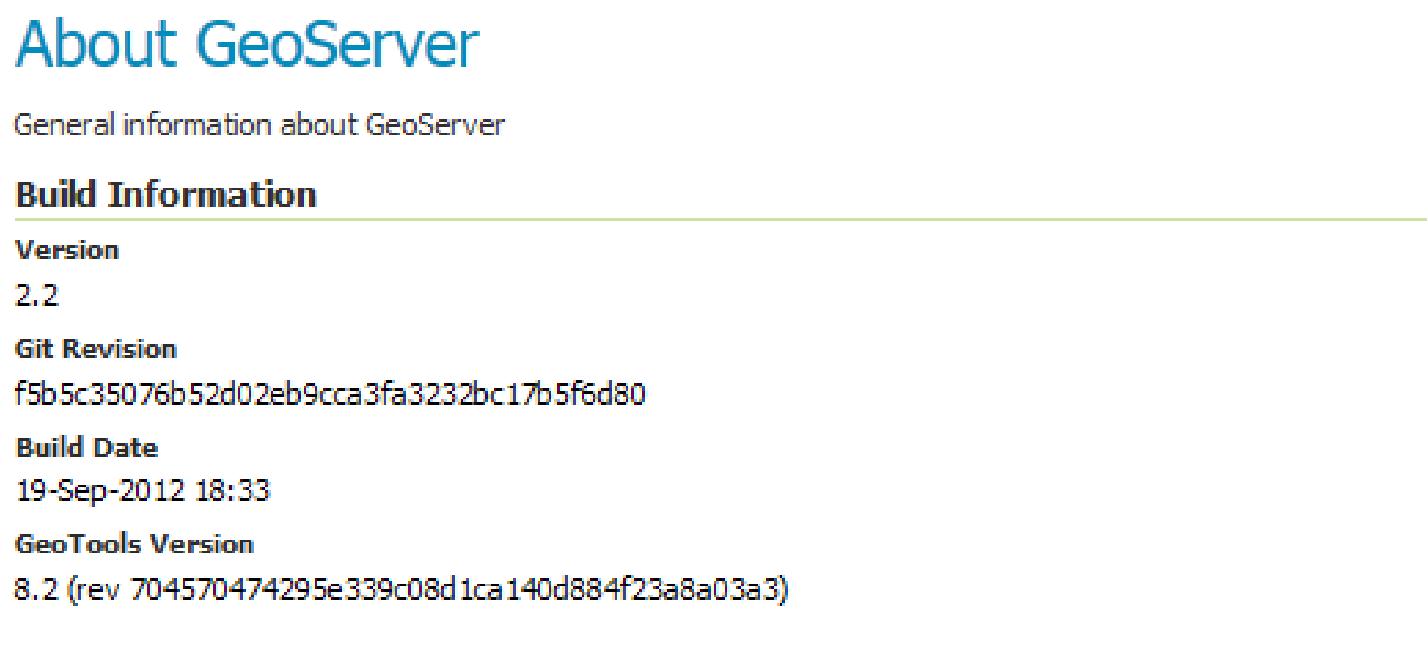 GeoServer about the interface